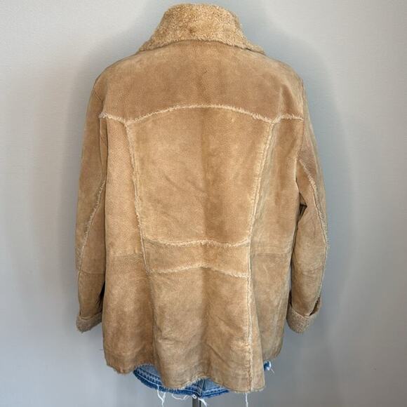 Women's St. Johns Bay Tan Suede/Shearling Button Up Jacket Size 2X - Picture 2 of 7